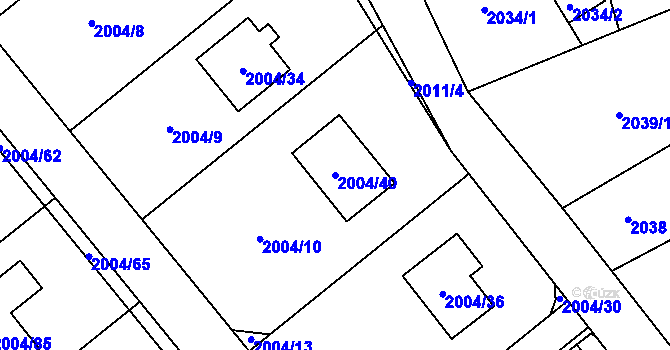 Parcela st. 2004/40 v KÚ Bartovice, Katastrální mapa