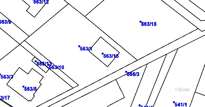 Parcela st. 563/16 v KÚ Bartovice, Katastrální mapa