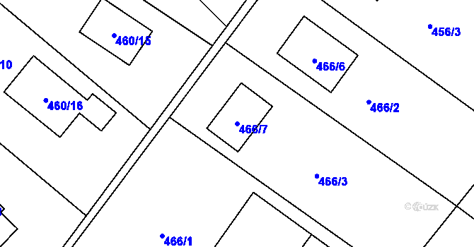 Parcela st. 466/7 v KÚ Bartovice, Katastrální mapa