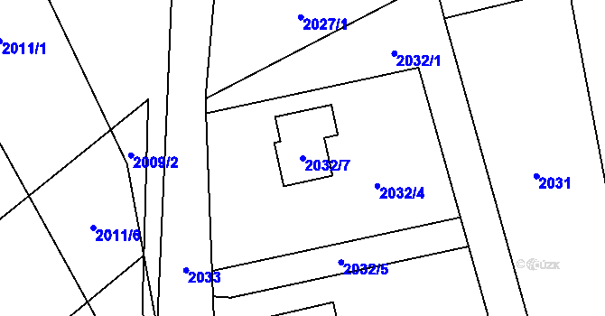Parcela st. 2032/7 v KÚ Bartovice, Katastrální mapa