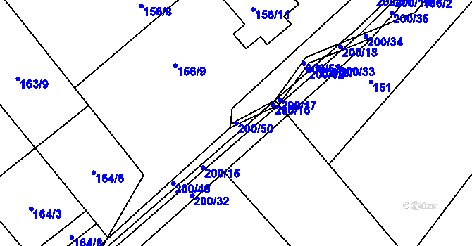 Parcela st. 200/50 v KÚ Bartovice, Katastrální mapa