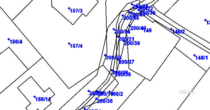 Parcela st. 200/53 v KÚ Bartovice, Katastrální mapa