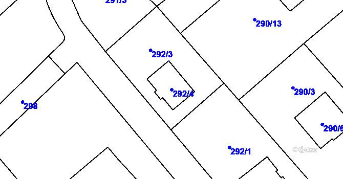 Parcela st. 292/4 v KÚ Bartovice, Katastrální mapa