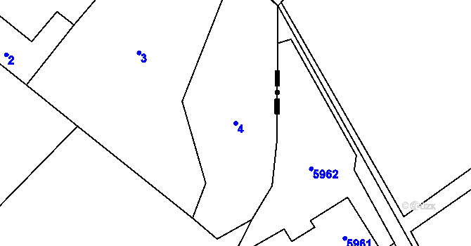 Parcela st. 4 v KÚ Bartovice, Katastrální mapa