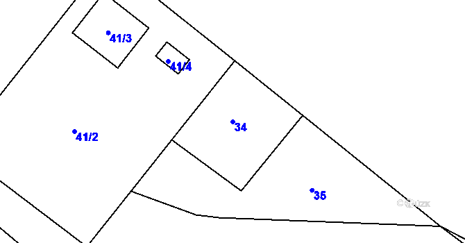 Parcela st. 34 v KÚ Bartovice, Katastrální mapa