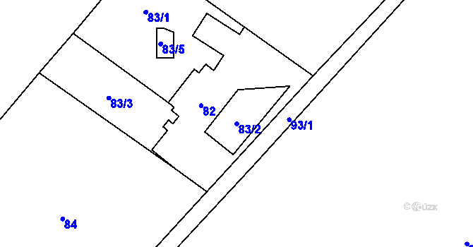 Parcela st. 83/2 v KÚ Bartovice, Katastrální mapa