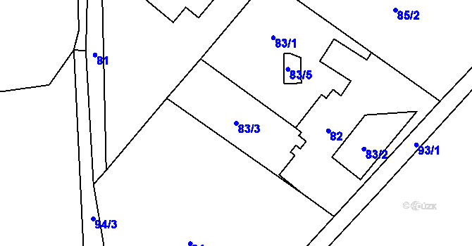 Parcela st. 83/3 v KÚ Bartovice, Katastrální mapa