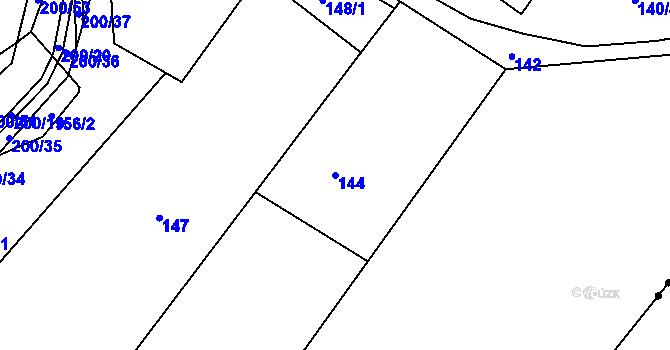 Parcela st. 144 v KÚ Bartovice, Katastrální mapa