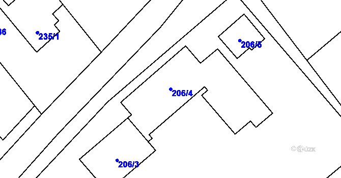 Parcela st. 206/4 v KÚ Bartovice, Katastrální mapa