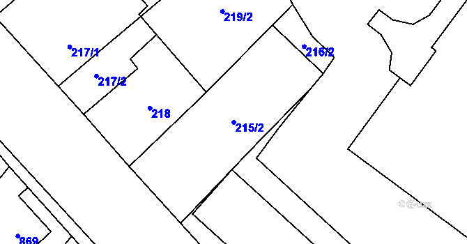Parcela st. 215/2 v KÚ Bartovice, Katastrální mapa