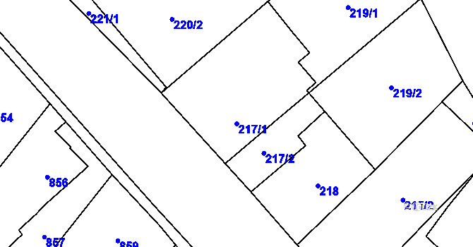 Parcela st. 217/1 v KÚ Bartovice, Katastrální mapa