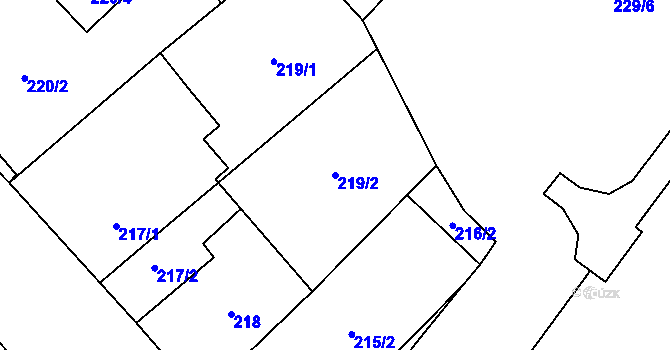 Parcela st. 219/2 v KÚ Bartovice, Katastrální mapa