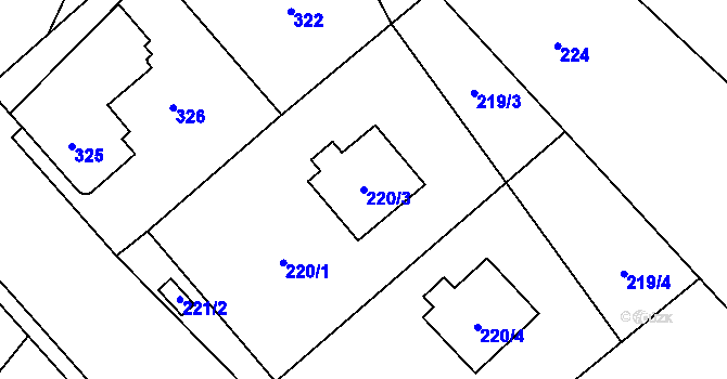 Parcela st. 220/3 v KÚ Bartovice, Katastrální mapa
