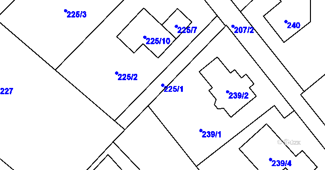 Parcela st. 225/1 v KÚ Bartovice, Katastrální mapa