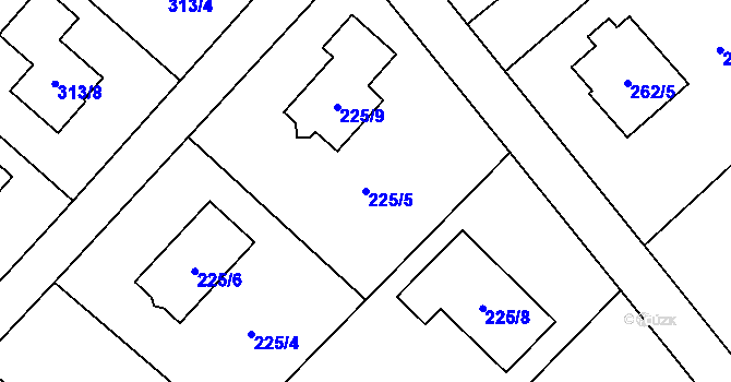 Parcela st. 225/5 v KÚ Bartovice, Katastrální mapa