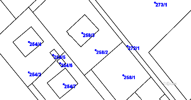 Parcela st. 258/2 v KÚ Bartovice, Katastrální mapa