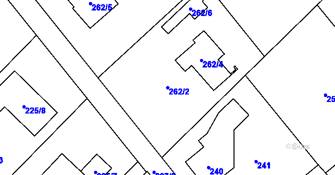 Parcela st. 262/2 v KÚ Bartovice, Katastrální mapa