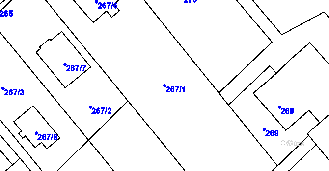 Parcela st. 267/1 v KÚ Bartovice, Katastrální mapa