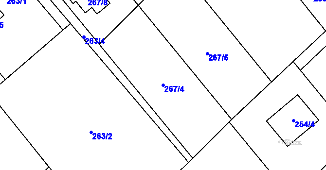 Parcela st. 267/4 v KÚ Bartovice, Katastrální mapa