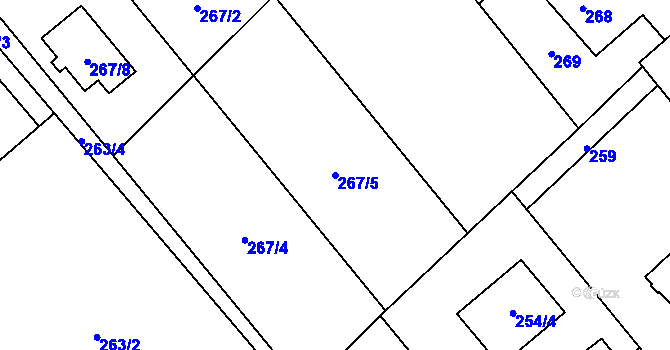 Parcela st. 267/5 v KÚ Bartovice, Katastrální mapa