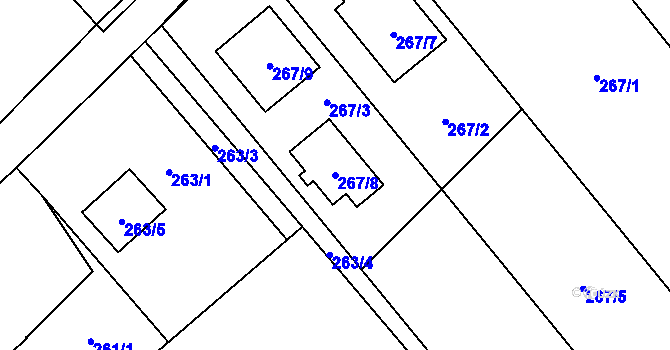 Parcela st. 267/8 v KÚ Bartovice, Katastrální mapa