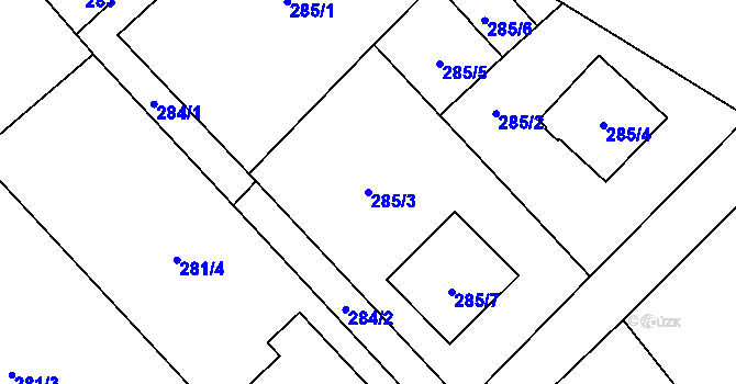 Parcela st. 285/3 v KÚ Bartovice, Katastrální mapa