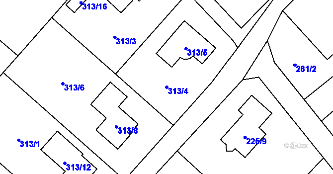 Parcela st. 313/4 v KÚ Bartovice, Katastrální mapa