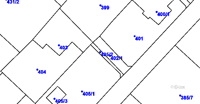 Parcela st. 405/2 v KÚ Bartovice, Katastrální mapa