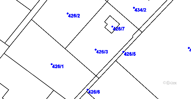 Parcela st. 426/3 v KÚ Bartovice, Katastrální mapa