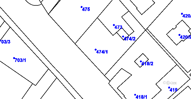 Parcela st. 474/1 v KÚ Bartovice, Katastrální mapa