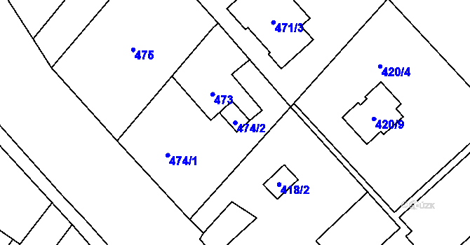 Parcela st. 474/2 v KÚ Bartovice, Katastrální mapa