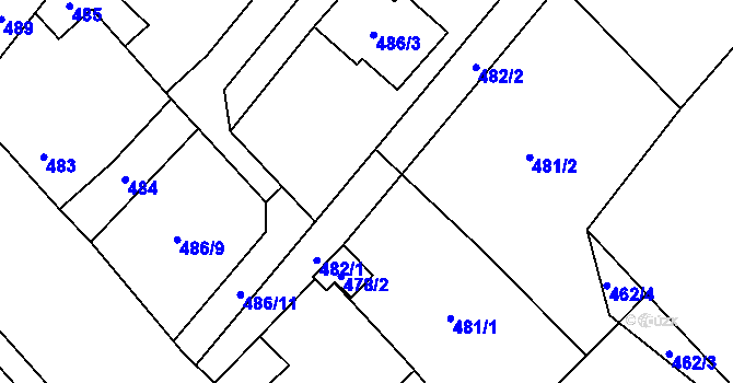 Parcela st. 482 v KÚ Bartovice, Katastrální mapa