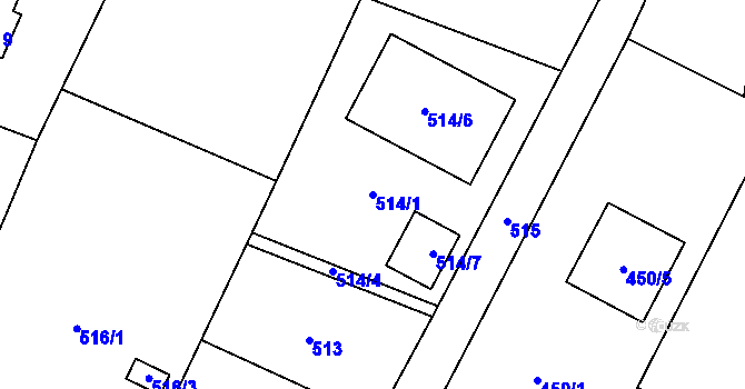 Parcela st. 514/1 v KÚ Bartovice, Katastrální mapa
