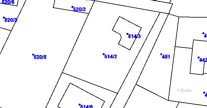Parcela st. 514/2 v KÚ Bartovice, Katastrální mapa