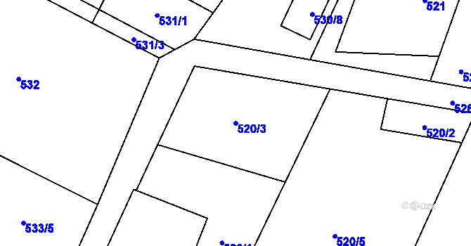Parcela st. 520/3 v KÚ Bartovice, Katastrální mapa