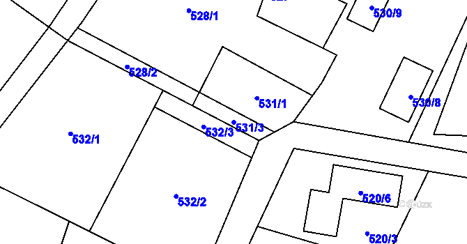 Parcela st. 531/3 v KÚ Bartovice, Katastrální mapa
