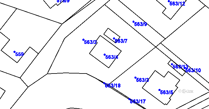 Parcela st. 563/4 v KÚ Bartovice, Katastrální mapa