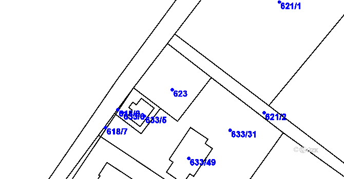 Parcela st. 623 v KÚ Bartovice, Katastrální mapa