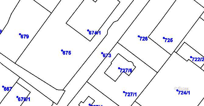 Parcela st. 673 v KÚ Bartovice, Katastrální mapa