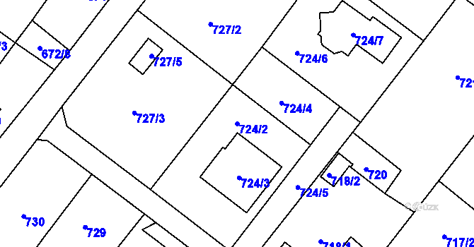 Parcela st. 724/2 v KÚ Bartovice, Katastrální mapa