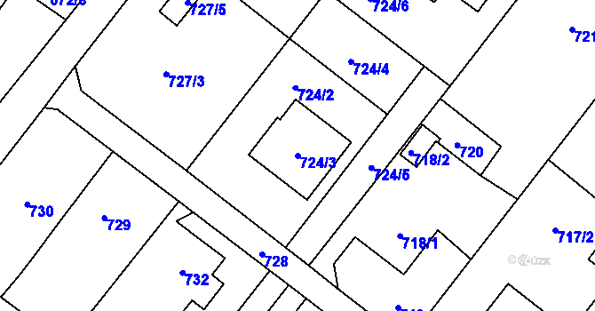 Parcela st. 724/3 v KÚ Bartovice, Katastrální mapa