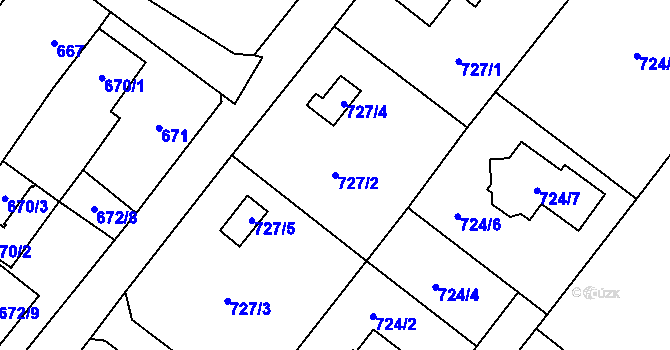 Parcela st. 727/2 v KÚ Bartovice, Katastrální mapa
