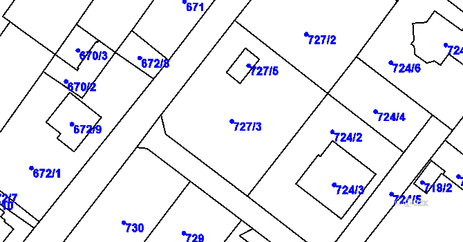 Parcela st. 727/3 v KÚ Bartovice, Katastrální mapa