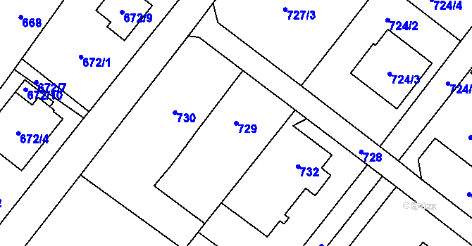 Parcela st. 729 v KÚ Bartovice, Katastrální mapa
