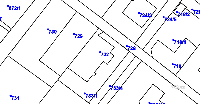 Parcela st. 732 v KÚ Bartovice, Katastrální mapa