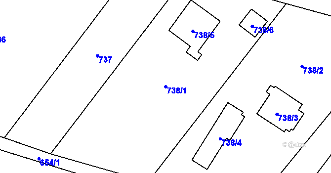 Parcela st. 738/1 v KÚ Bartovice, Katastrální mapa