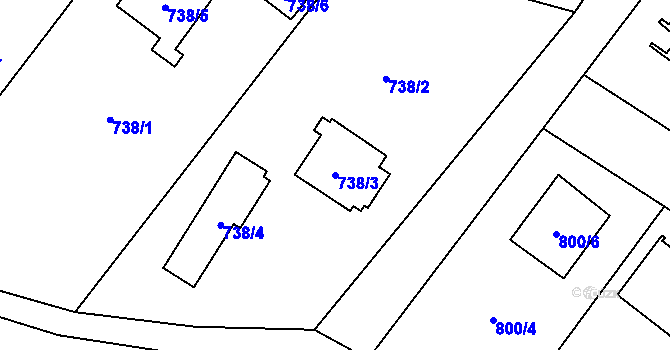 Parcela st. 738/3 v KÚ Bartovice, Katastrální mapa
