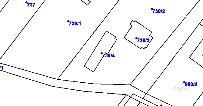 Parcela st. 738/4 v KÚ Bartovice, Katastrální mapa