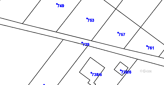 Parcela st. 739 v KÚ Bartovice, Katastrální mapa