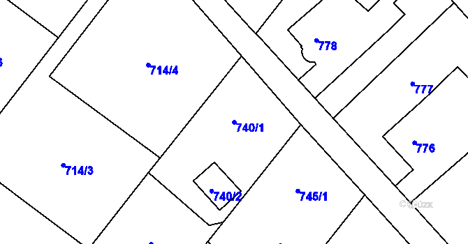 Parcela st. 740/1 v KÚ Bartovice, Katastrální mapa